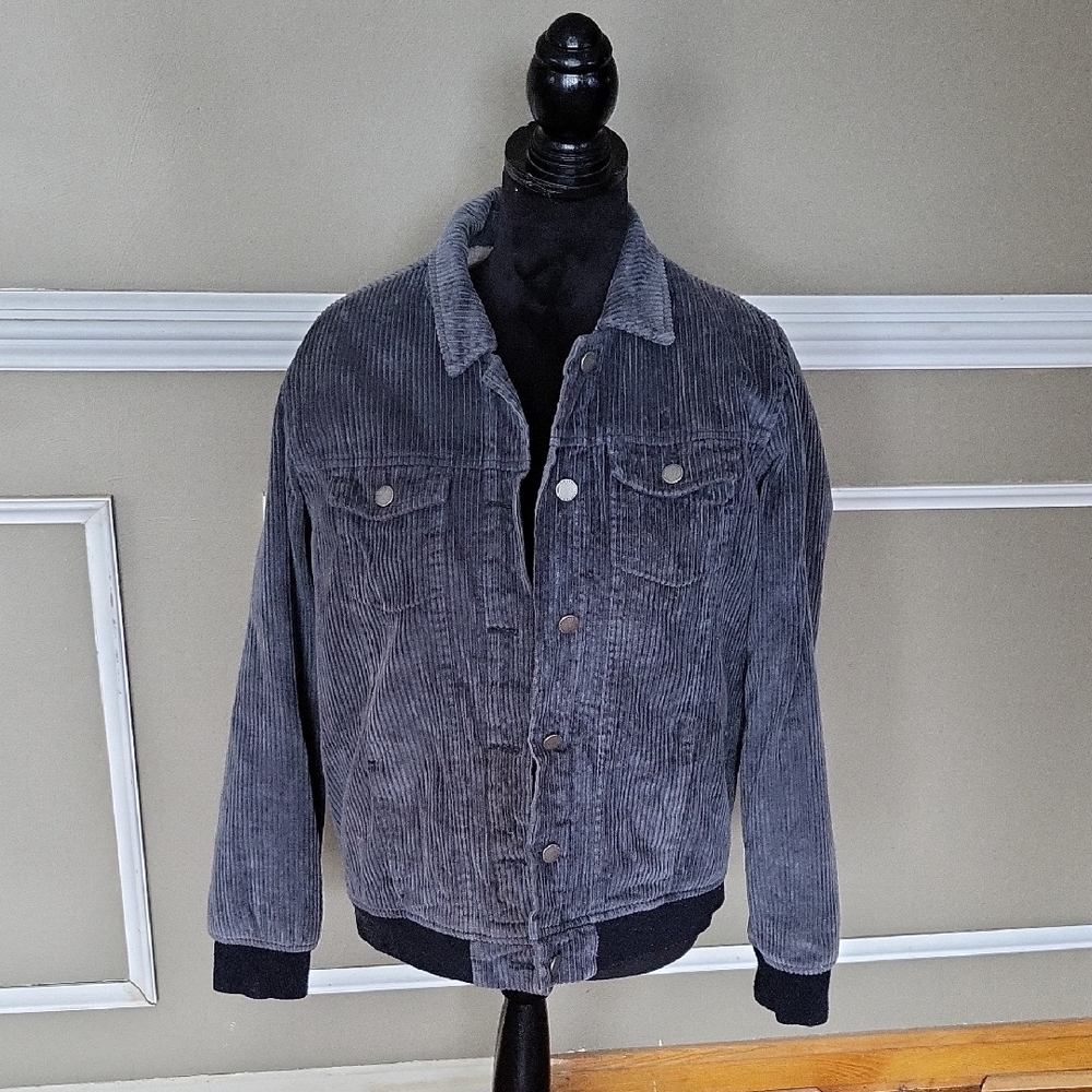 Roxy Women's Dark Gray Corduroy Bomber Jacket Size Medium